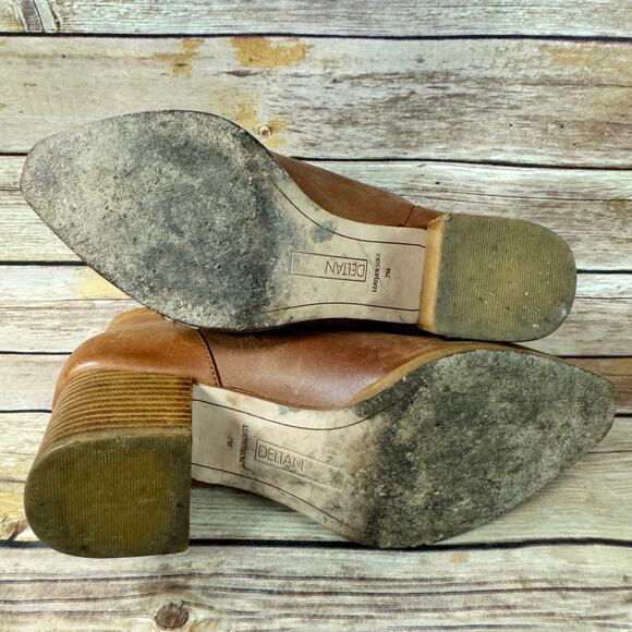 Deltan Womens Brown Distressed Leather Stacked Heel Western Ankle Boots Size 7M - Picture 8 of 12